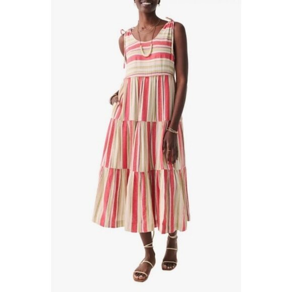 💕FAHERTY💕 Lanai Dress ~ 100% Organic Cotton Sol Stripe XL NWT - Picture 7 of 16